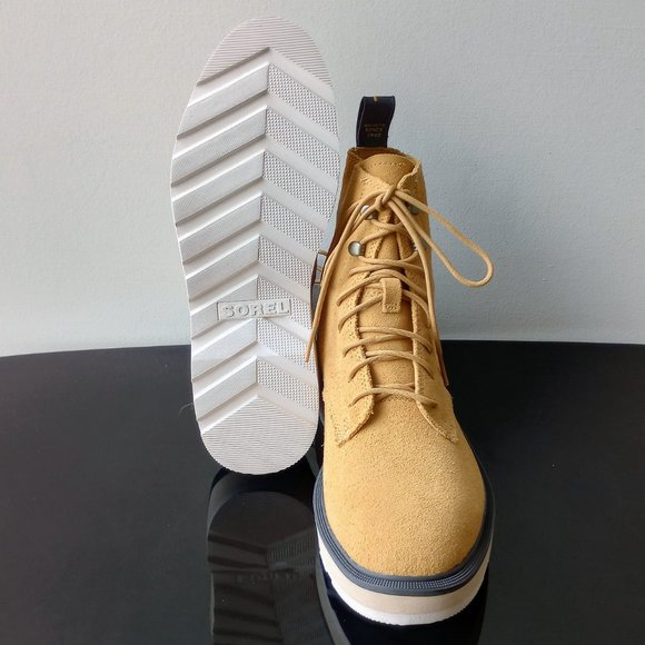 Sorel Women's Hi-Line Lace-Up Waterproof Combat Boot in Lovely GEO Yellow / Jet - Picture 13 of 14